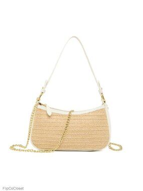 Woven Hobo Shoulder Bag Clutch Purse with 2 Removable Straps Zipper Closure